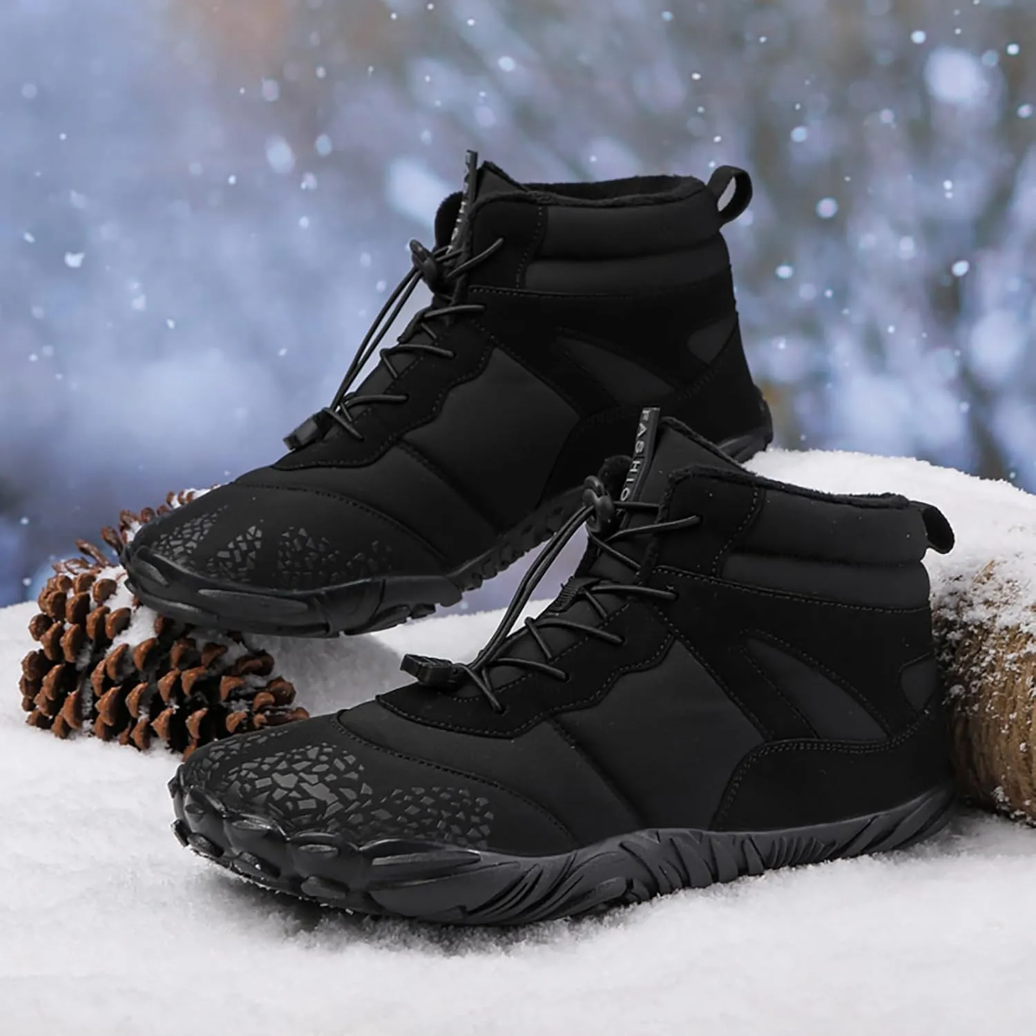 Barefoot Shoes Men Women Wide Toe Box Winter Minimalist Trail Runner Padded Warm Casual Hiking Cotton Boots Sneakers