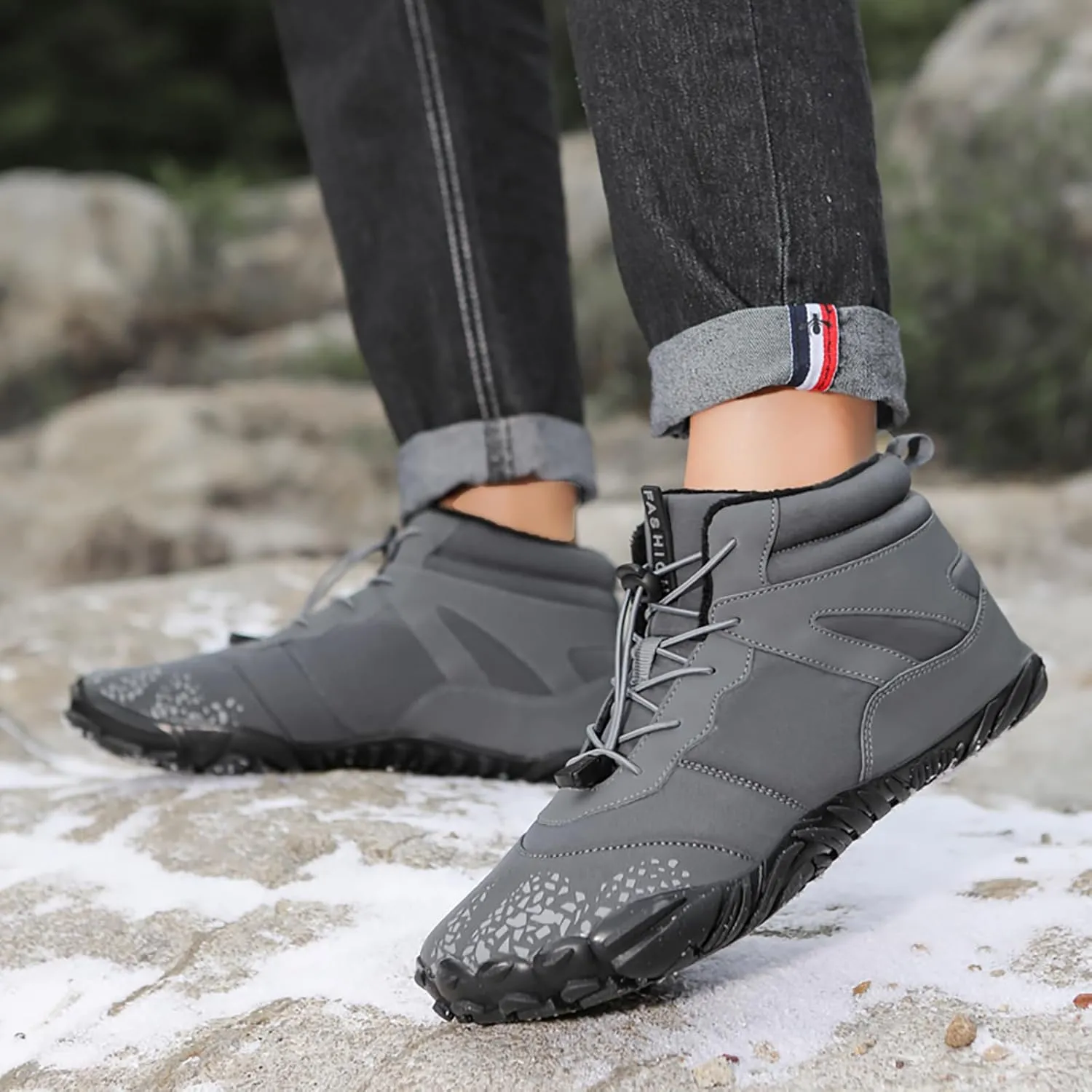 Barefoot Shoes Men Women Wide Toe Box Winter Minimalist Trail Runner Padded Warm Casual Hiking Cotton Boots Sneakers