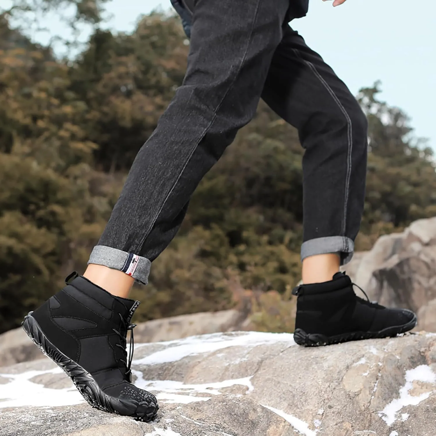 Barefoot Shoes Men Women Wide Toe Box Winter Minimalist Trail Runner Padded Warm Casual Hiking Cotton Boots Sneakers