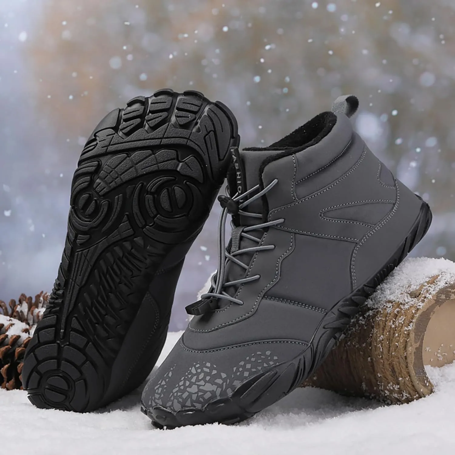 Barefoot Shoes Men Women Wide Toe Box Winter Minimalist Trail Runner Padded Warm Casual Hiking Cotton Boots Sneakers
