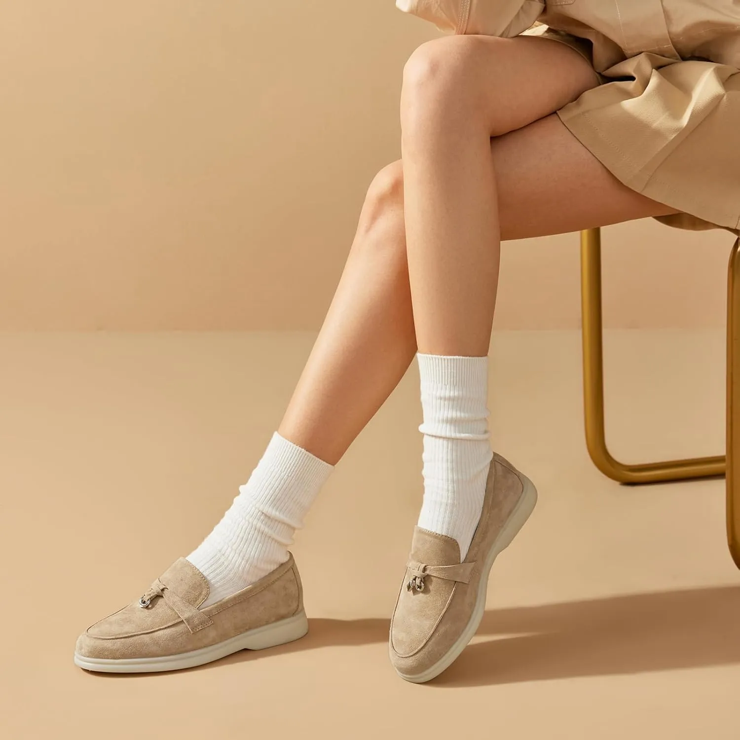 BEAU TODAY Suede Penny Loafers for Women Flats Shoes, Comfortable Slip On Loafers, Driving Loafers Shoes Dress Business Casual Non-Slip Office Work Ladies Shoes