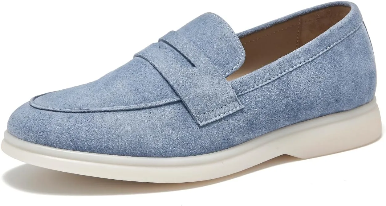 BEAU TODAY Suede Penny Loafers for Women Flats Shoes, Comfortable Slip On Loafers, Driving Loafers Shoes Dress Business Casual Non-Slip Office Work Ladies Shoes