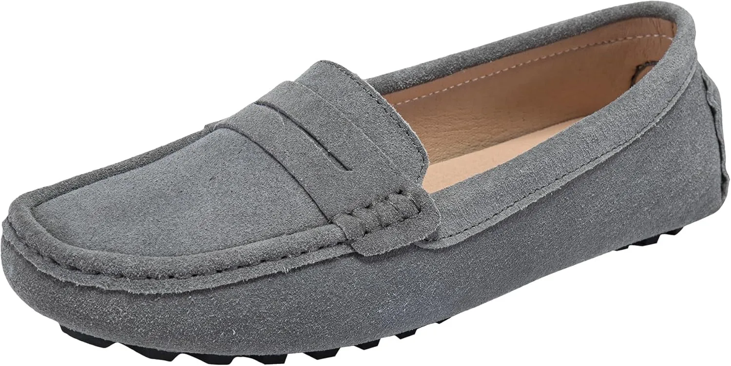 BEAUSEEN Women's Genuine Leather Penny Loafers Classic Driving Moccasins Casual Slip On Comfort Women Loafer Shoes