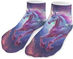 Beautiful Unicorns Colorful Wings G-alaxy Low Cut Ankle Socks Casual Liner Sock Pack Non Slip Invisible For Men Women