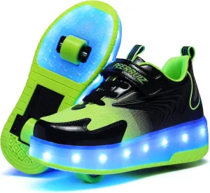 BFOEL Rechargeable Roller Shoes for Boys Girls Age 6-14 with LED Light-Up Kids Sneakers for Outdoor Play, Birthday