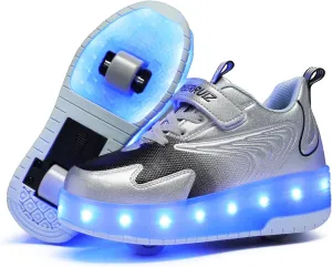 BFOEL Rechargeable Roller Shoes for Boys Girls Age 6-14 with LED Light-Up Kids Sneakers for Outdoor Play, Birthday