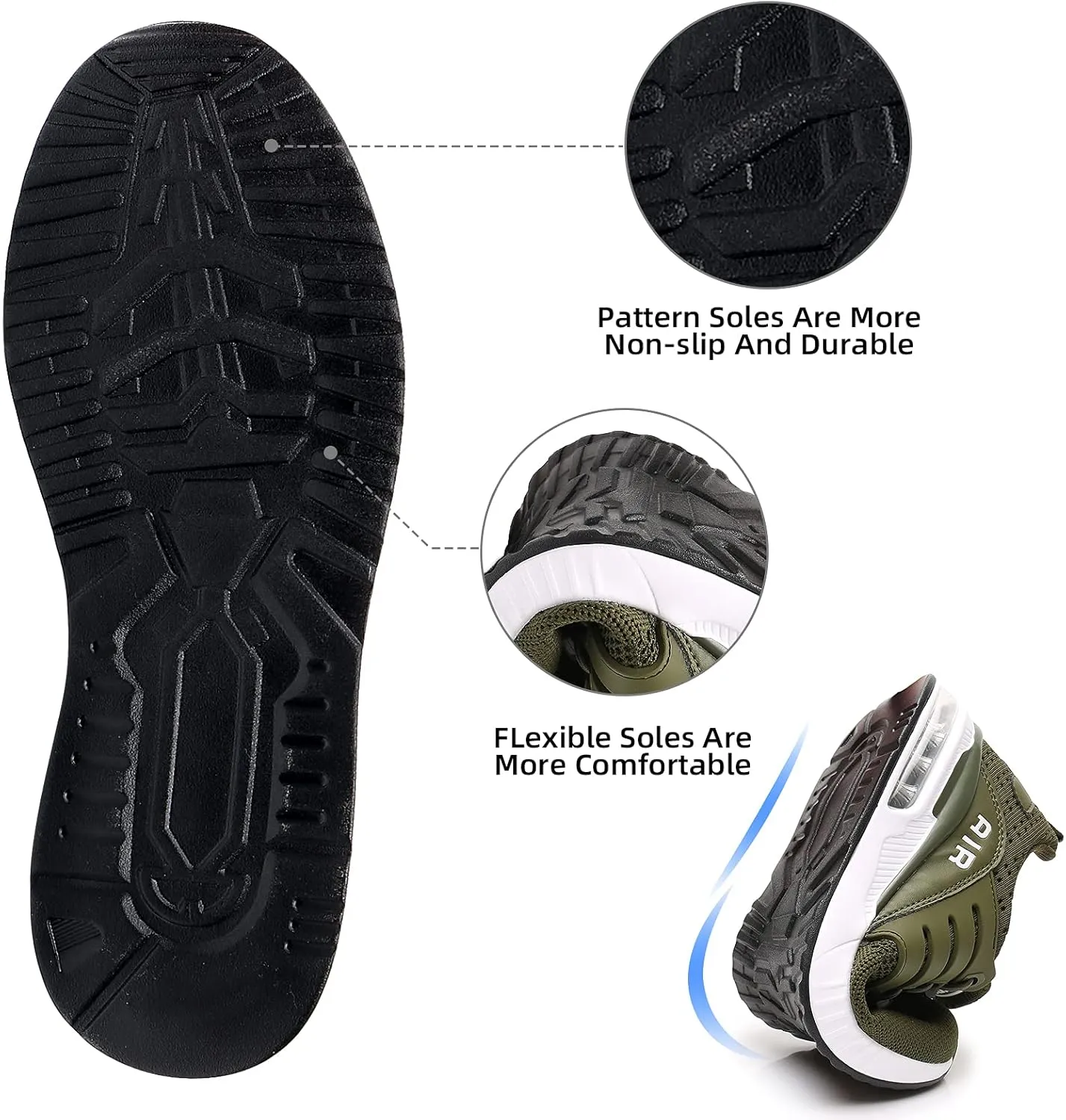 BOGOVER Womens Lightweight Air Running Shoes, Breathable Gym Jogging Running Tennis Sneakers with Air Cushion,No Tie