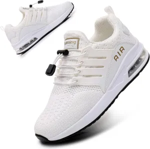 BOGOVER Womens Lightweight Air Running Shoes, Breathable Gym Jogging Running Tennis Sneakers with Air Cushion,No Tie