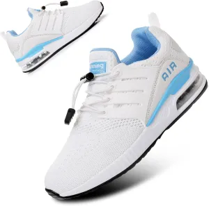 BOGOVER Womens Lightweight Air Running Shoes, Breathable Gym Jogging Running Tennis Sneakers with Air Cushion,No Tie