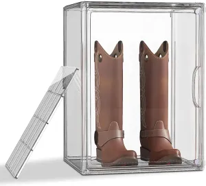 Boot Storage Organizer Tall Boots Boxes Clear Plastic Stackable Acrylic Boot Display Case Storage Box with Divider, Shoe Organizer Box, XXX-L, 1 Pack