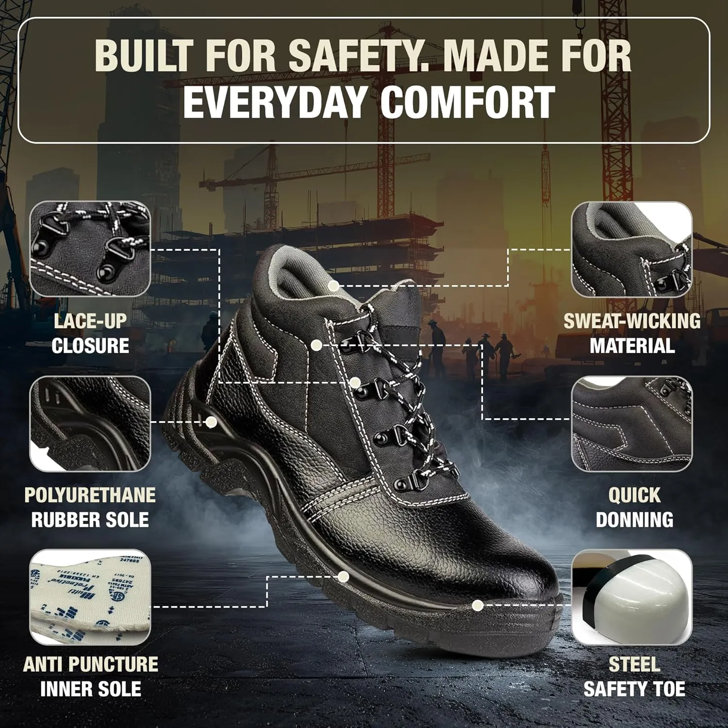 Boots Masters - Steel Safety Toe - Puncture-Proof Steel Sole - Utility Work Boots for Construction and Warehouse