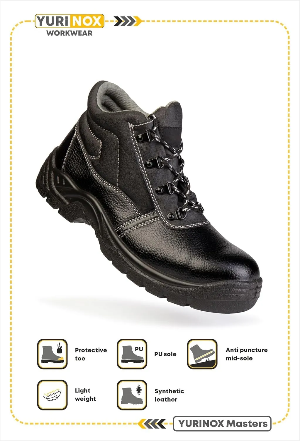 Boots Masters - Steel Safety Toe - Puncture-Proof Steel Sole - Utility Work Boots for Construction and Warehouse
