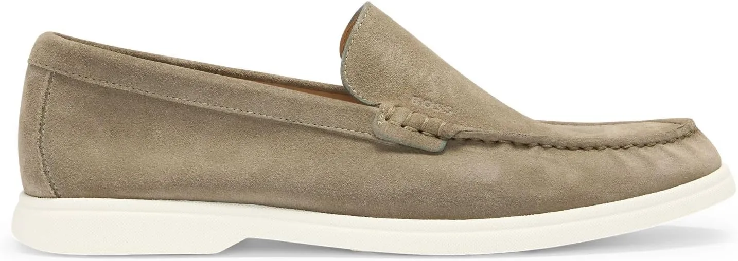 BOSS Mens Sienne Loaf Suede Loafers with Contrast Outsole Size