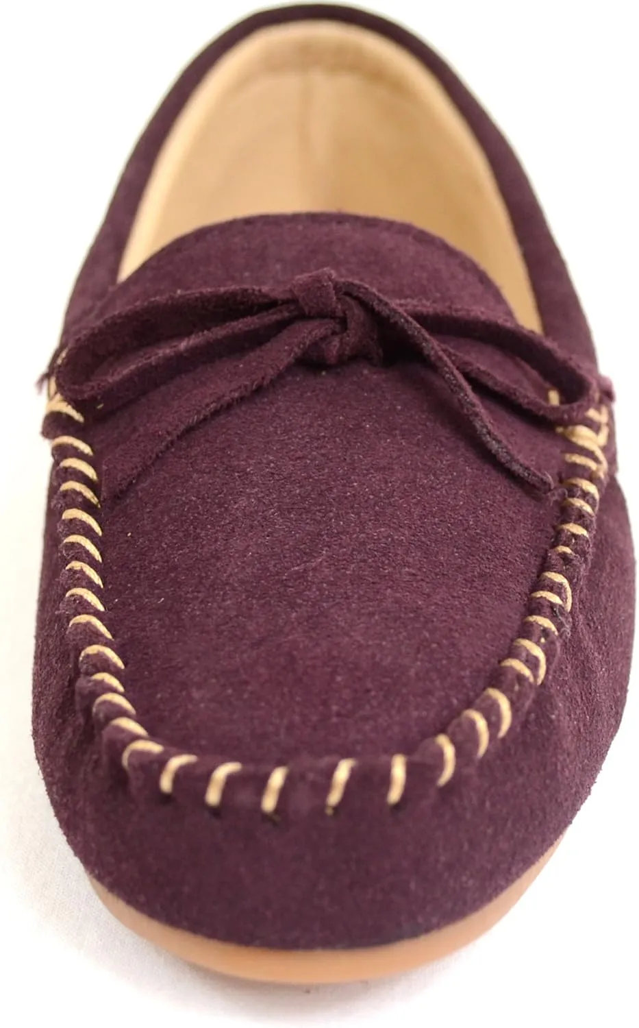 Bushga Ladies Luxury Suede Outdoor Moccasins/Loafers with Rubber Sole