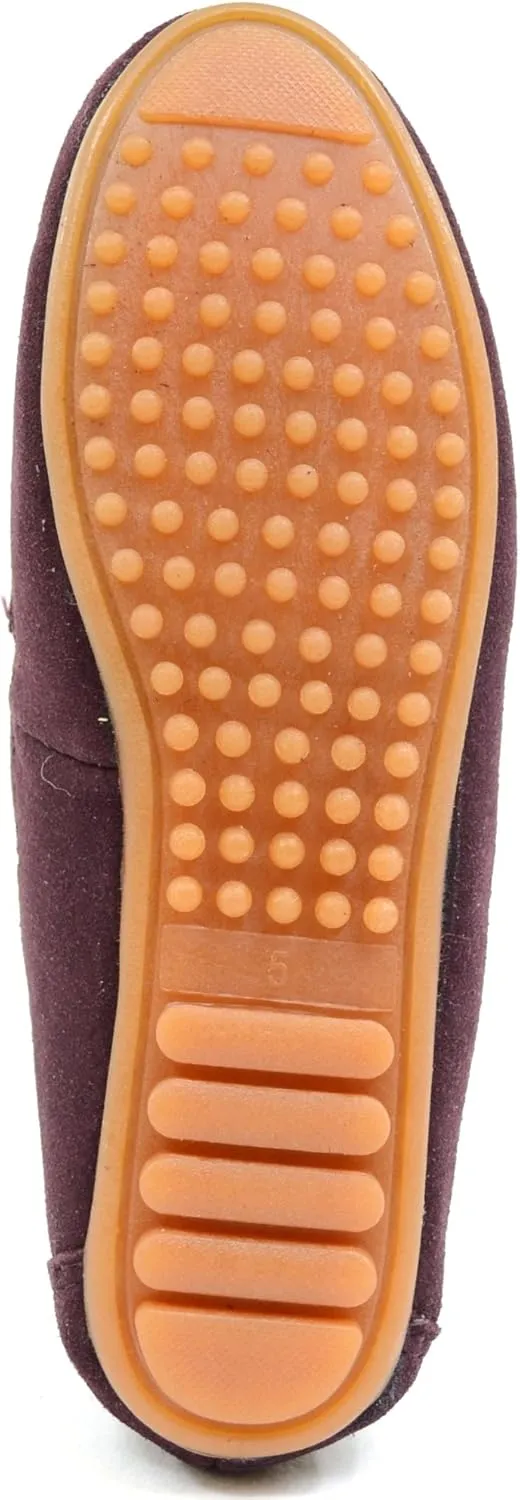 Bushga Ladies Luxury Suede Outdoor Moccasins/Loafers with Rubber Sole