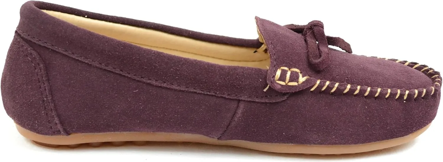 Bushga Ladies Luxury Suede Outdoor Moccasins/Loafers with Rubber Sole
