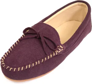 Bushga Ladies Luxury Suede Outdoor Moccasins/Loafers with Rubber Sole
