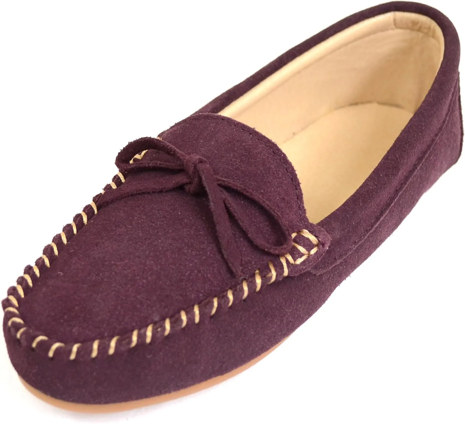 Bushga Ladies Luxury Suede Outdoor Moccasins/Loafers with Rubber Sole