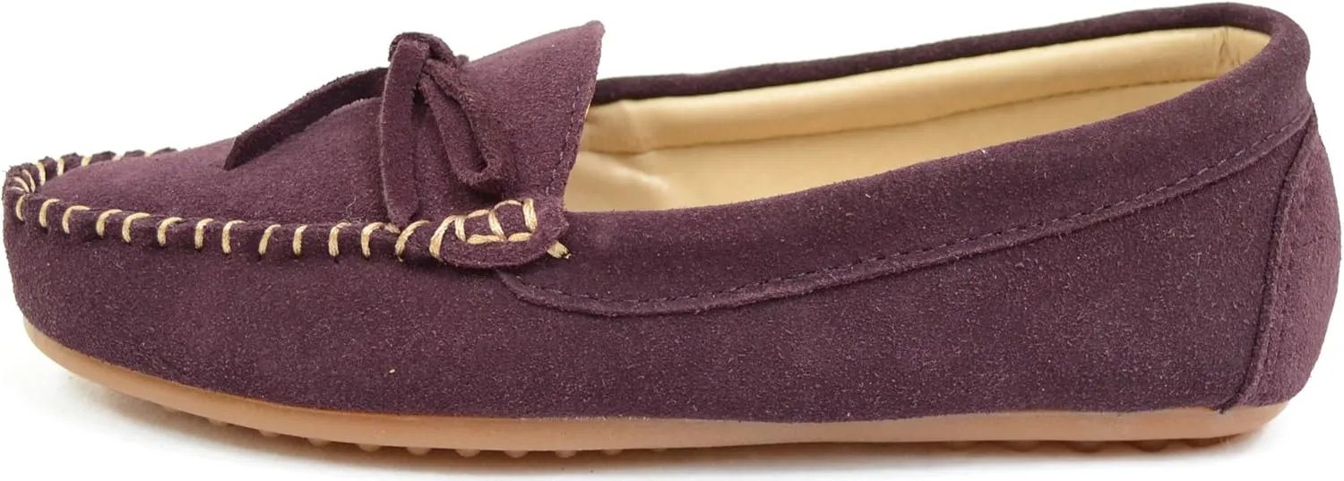 Bushga Ladies Luxury Suede Outdoor Moccasins/Loafers with Rubber Sole