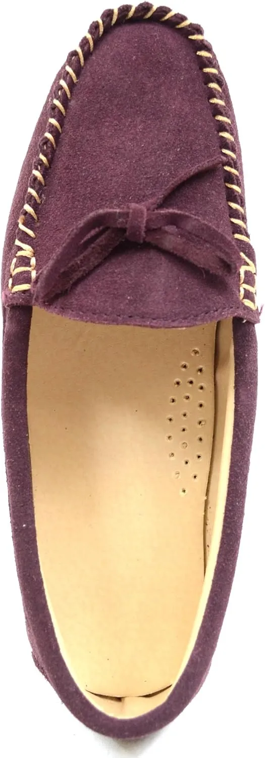 Bushga Ladies Luxury Suede Outdoor Moccasins/Loafers with Rubber Sole