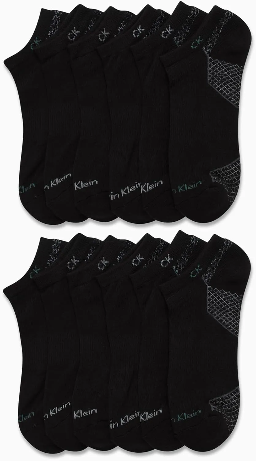 Calvin Klein Men's No Show Socks - 12 Pack Soft Cushioned Breathable Athletic Low Cut Ankle Socks for Men (Sizes: 7-12)