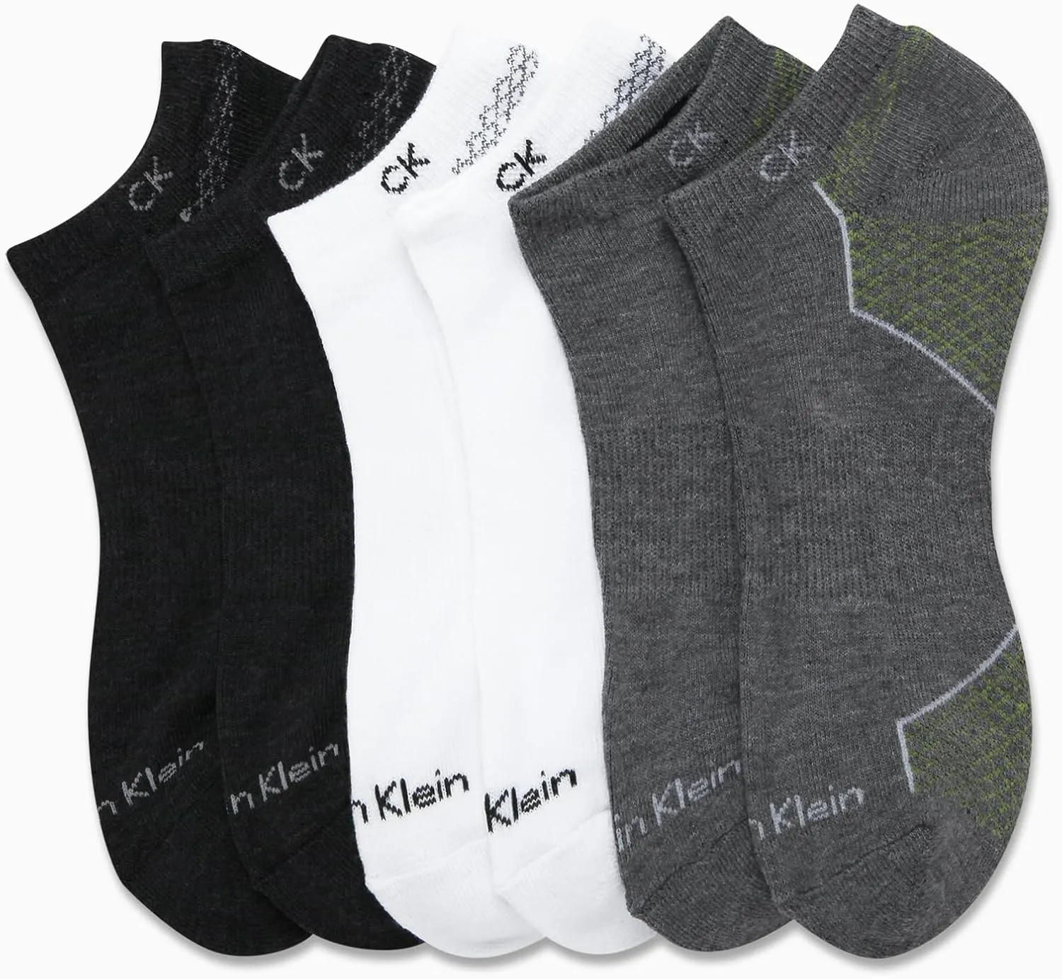 Calvin Klein Men's No Show Socks - 6 Pack Lightweight Cushioned Low Cut Socks for Sneakers, Loafers, Boat Shoes (Size: 7-12)