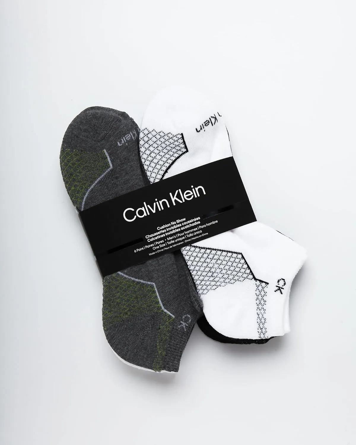 Calvin Klein Men's No Show Socks - 6 Pack Lightweight Cushioned Low Cut Socks for Sneakers, Loafers, Boat Shoes (Size: 7-12)