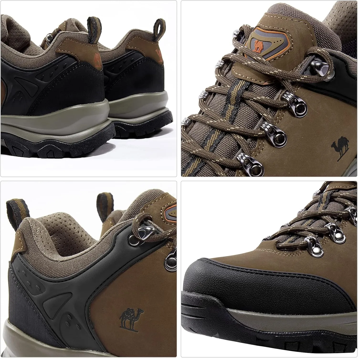 CAMEL CROWN Hiking Shoes Men Trekking Shoe Low Top Outdoor Walking Waterproof Leather Trail Sneakers
