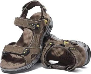 CAMEL CROWN Men's Leather Sandals Hiking Athletic Non-slip Sandals For Man Soft Cushion Open Toes Walking Beach Water Fisherman Sandal