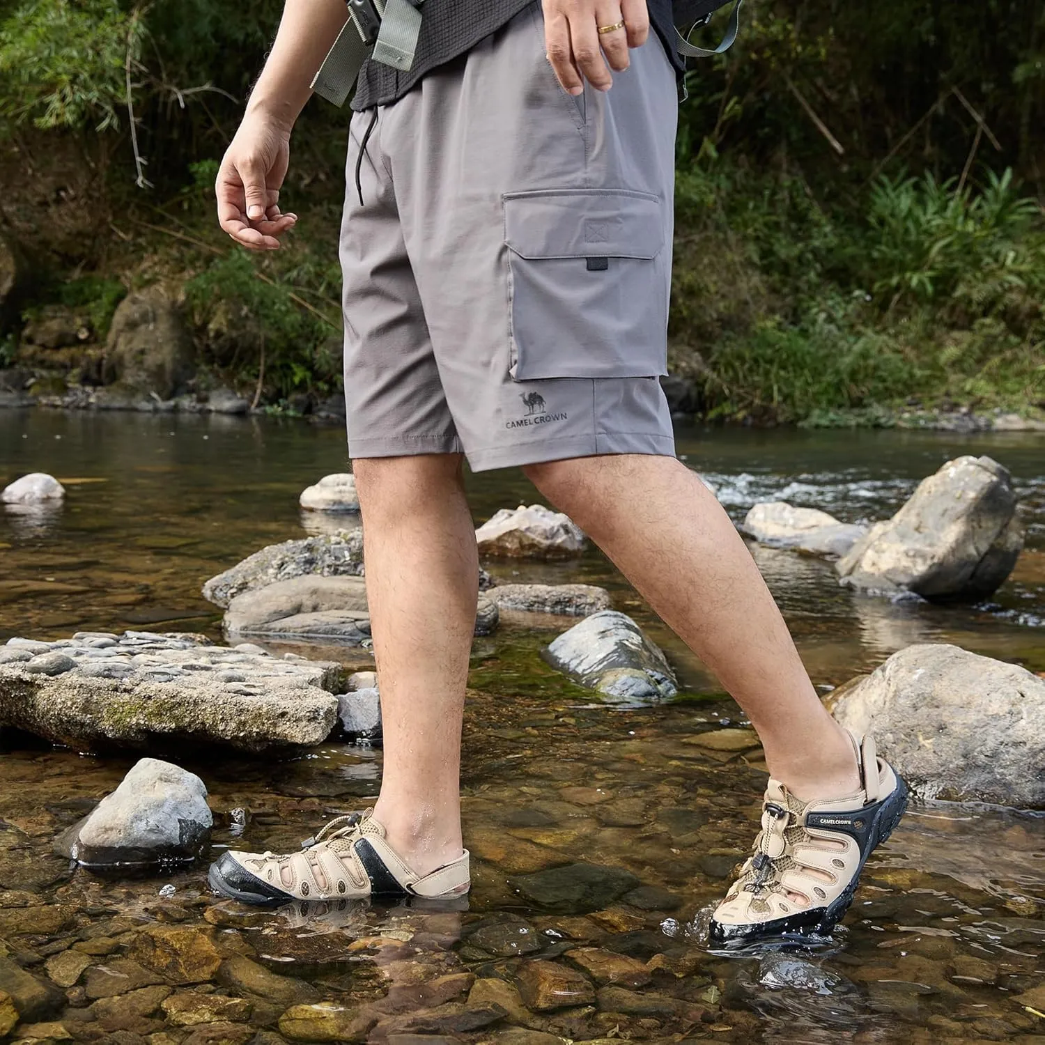 CAMELSPORTS Men's Hiking Sandals Outdoor Sport Closed Toe Walking Sandal Waterproof Non-Slip Summer Fisherman Beach Water Shoes