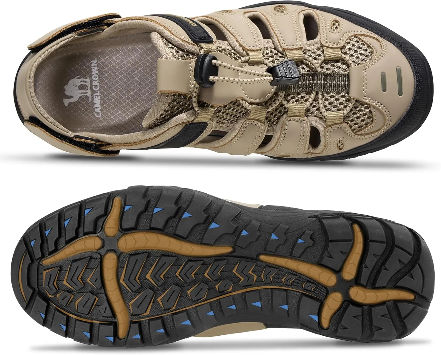 CAMELSPORTS Men's Hiking Sandals Outdoor Sport Closed Toe Walking Sandal Waterproof Non-Slip Summer Fisherman Beach Water Shoes