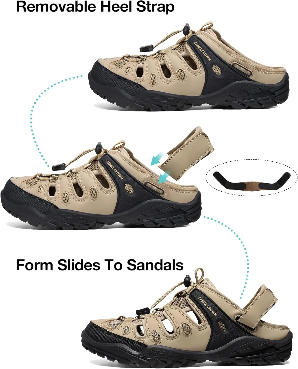 CAMELSPORTS Men's Hiking Sandals Outdoor Sport Closed Toe Walking Sandal Waterproof Non-Slip Summer Fisherman Beach Water Shoes