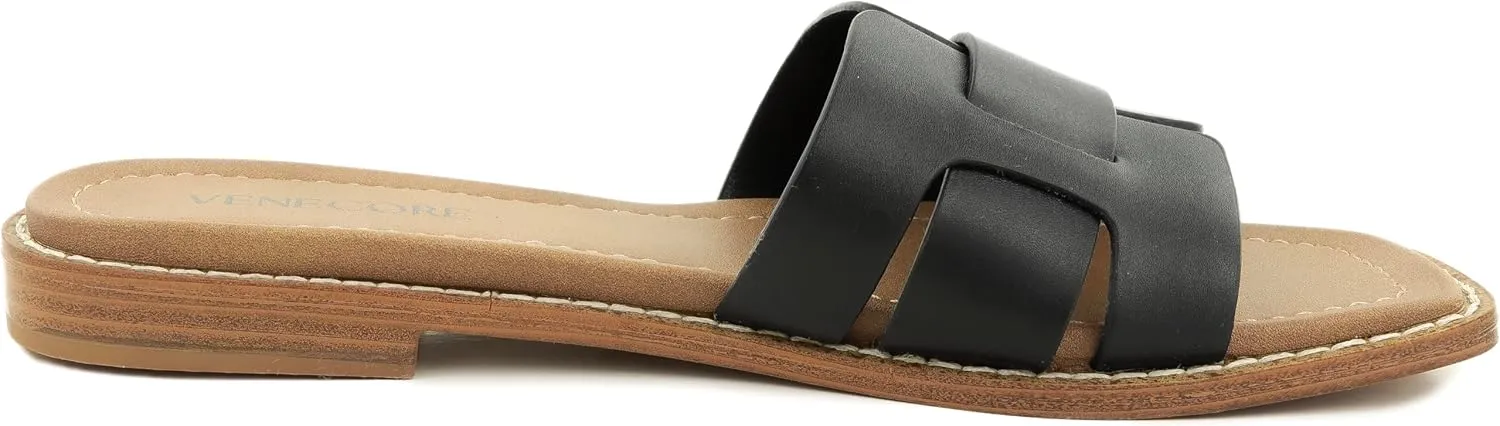 Camila 2 Cross Strap Sandals for Women – Faux Leather Sandals Women’s Summer Shoes – Comfortable Flat Sandals