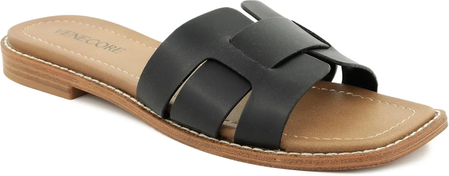 Camila 2 Cross Strap Sandals for Women – Faux Leather Sandals Women’s Summer Shoes – Comfortable Flat Sandals