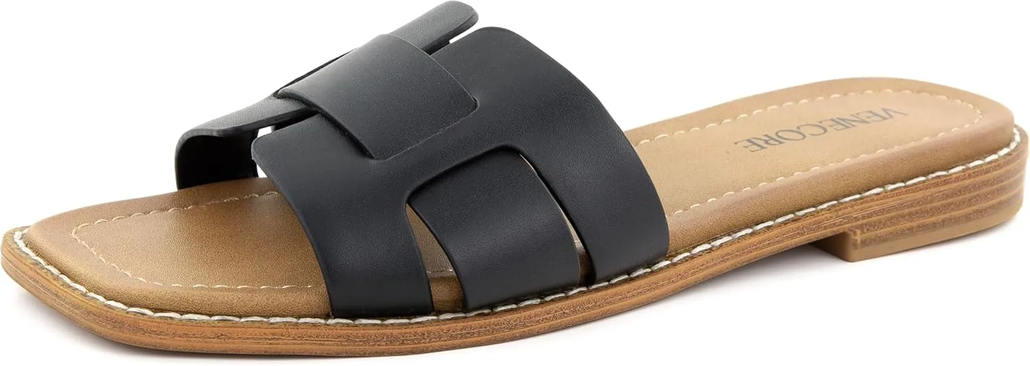 Camila 2 Cross Strap Sandals for Women – Faux Leather Sandals Women’s Summer Shoes – Comfortable Flat Sandals