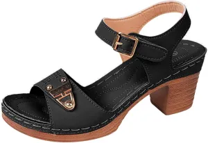 Canbebig Block Heels for Women Adjustable Ankle Strap Open Toe Sandals Comfy Orthopedic Beach Sandles Plus Size Dressy Summer Sandals Fashion