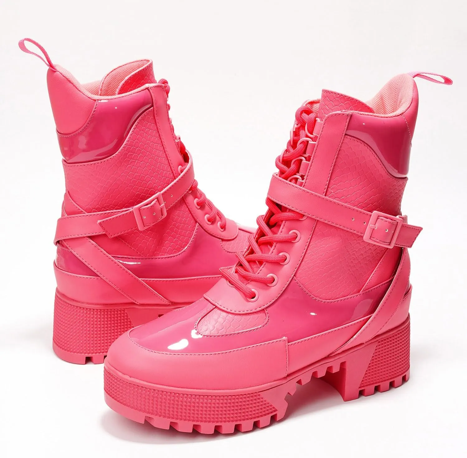 Cape Robbin Women's Hot Rod Chunky Combat Boots - Lace-Up High Top Ankle Booties, Chunky Heel Boots