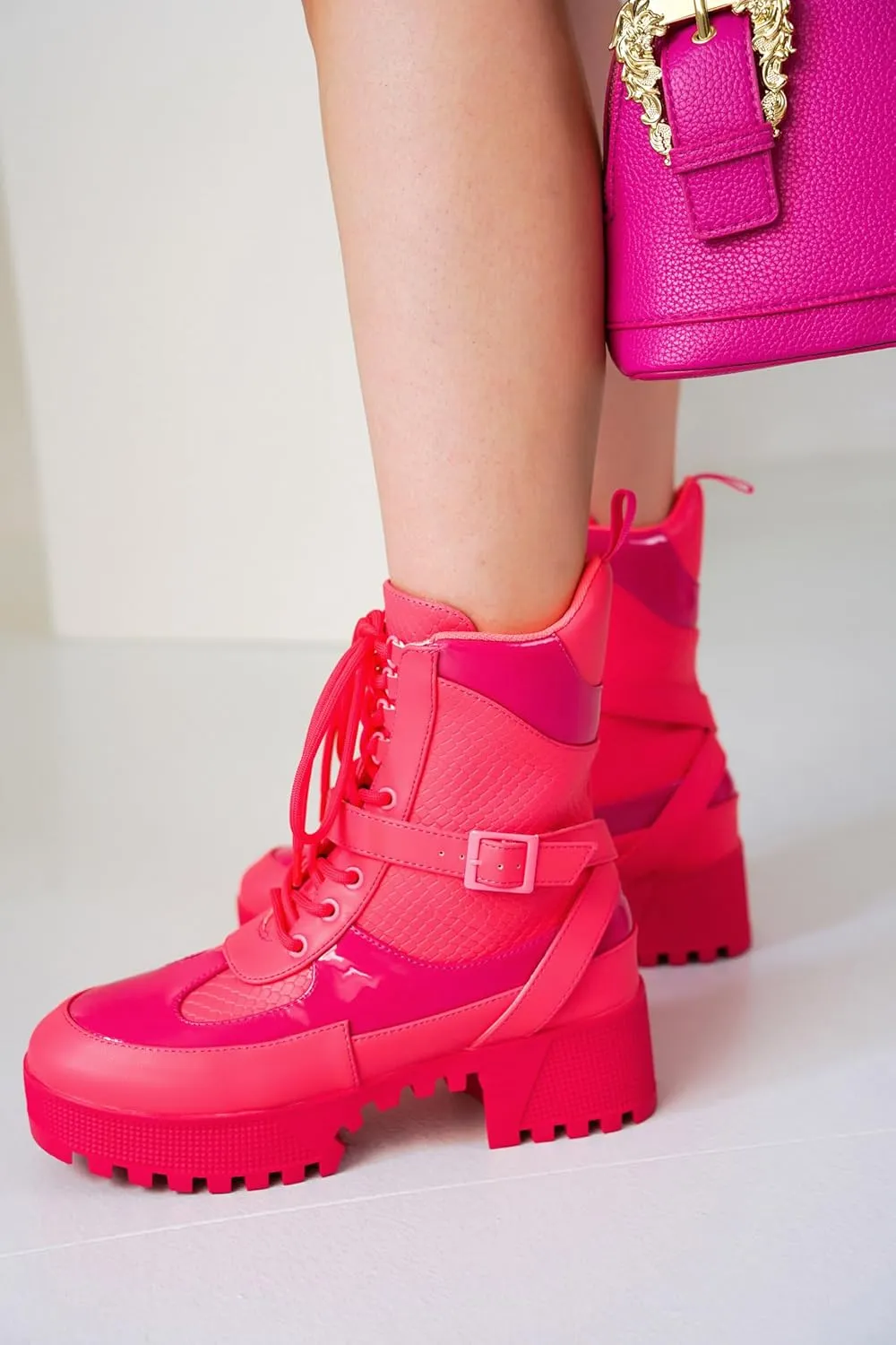 Cape Robbin Women's Hot Rod Chunky Combat Boots - Lace-Up High Top Ankle Booties, Chunky Heel Boots