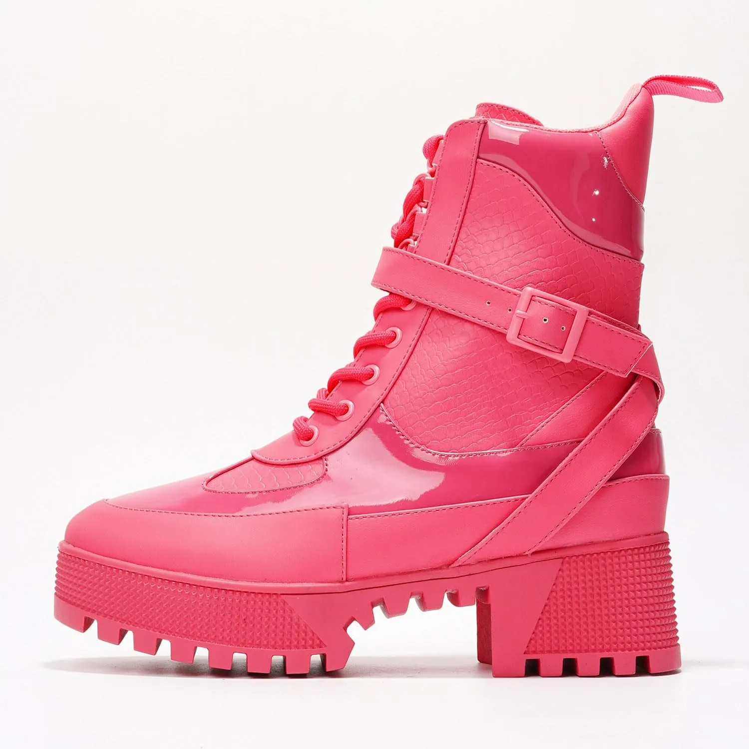Cape Robbin Women's Hot Rod Chunky Combat Boots - Lace-Up High Top Ankle Booties, Chunky Heel Boots