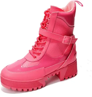 Cape Robbin Women's Hot Rod Chunky Combat Boots - Lace-Up High Top Ankle Booties, Chunky Heel Boots