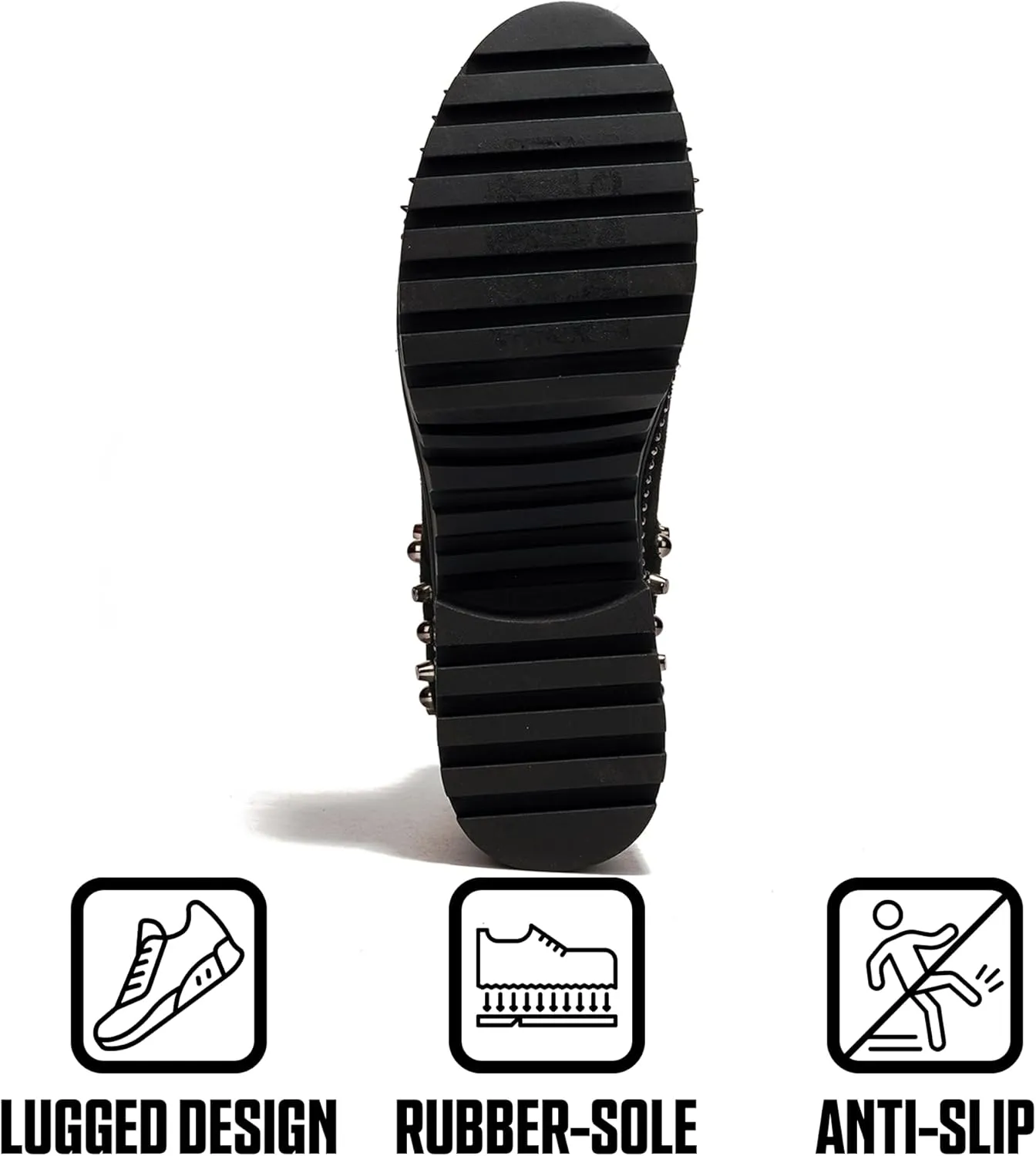 Cape Robbin Women's Platform Combat Ankle Boots - Studded Motorcycle Goth Boots with Spiky Design - Chunky Heel Lace-Up Style (Spiky)