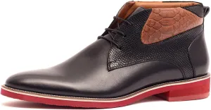 Carlos Santana Morello Lace-Up Traditional Chukka Boots for Men | Lightweight EVA Outsole & Cushion Comfort Leather Footbed | with Crocodile Print on Calfskin Leather