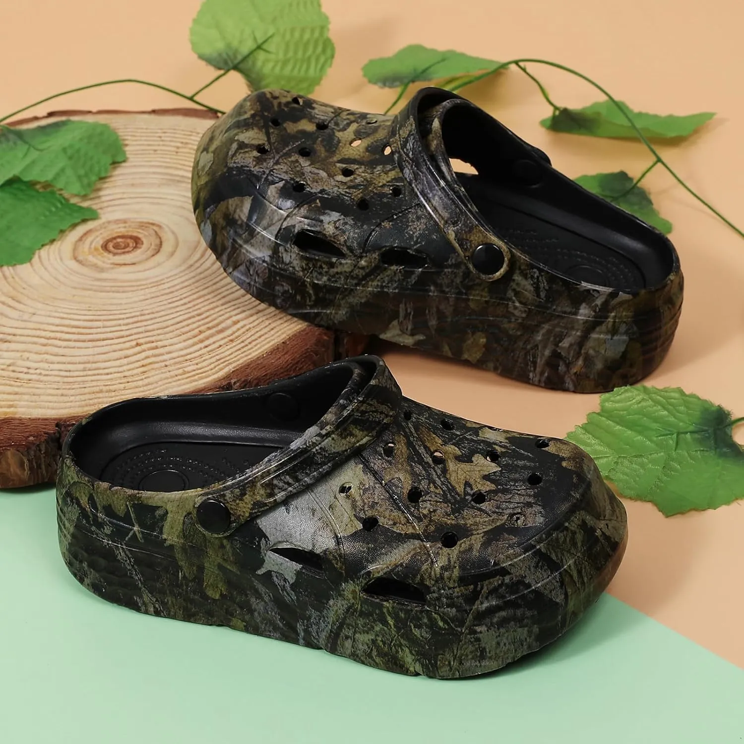 CERYTHRINA Gardener Platform Clogs Slippers Hight Heels Mules Clog Slip on Wedge Sandals