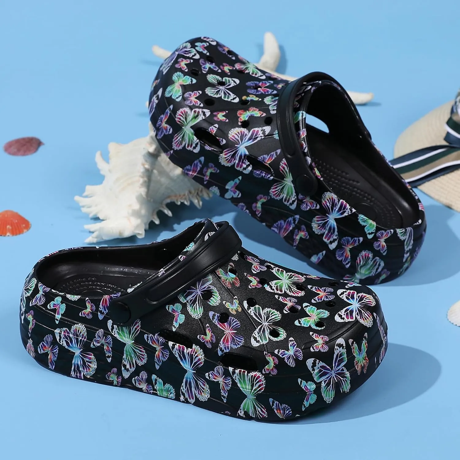 CERYTHRINA Gardener Platform Clogs Slippers Hight Heels Mules Clog Slip on Wedge Sandals