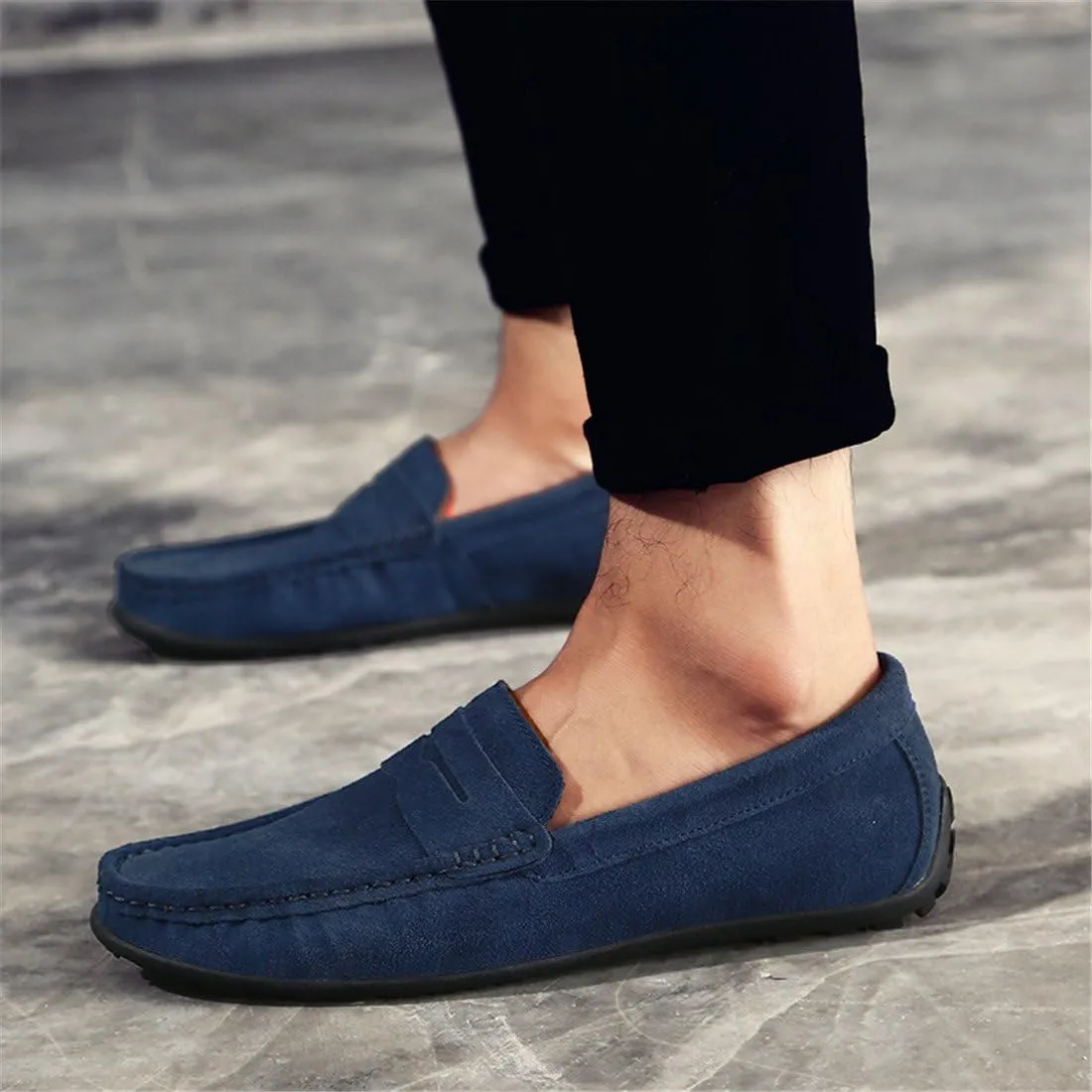 ChicWind Men's Suede Leather Penny Loafers Driving Moccasins Slip On Flats Boat Shoes