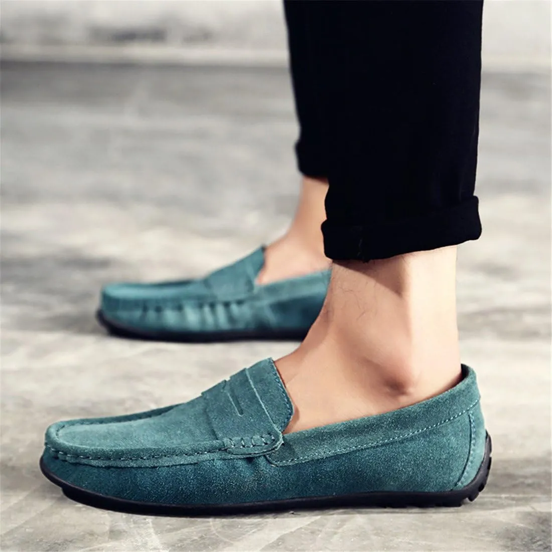 ChicWind Men's Suede Leather Penny Loafers Driving Moccasins Slip On Flats Boat Shoes