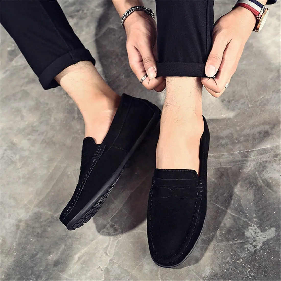 ChicWind Men's Suede Leather Penny Loafers Driving Moccasins Slip On Flats Boat Shoes