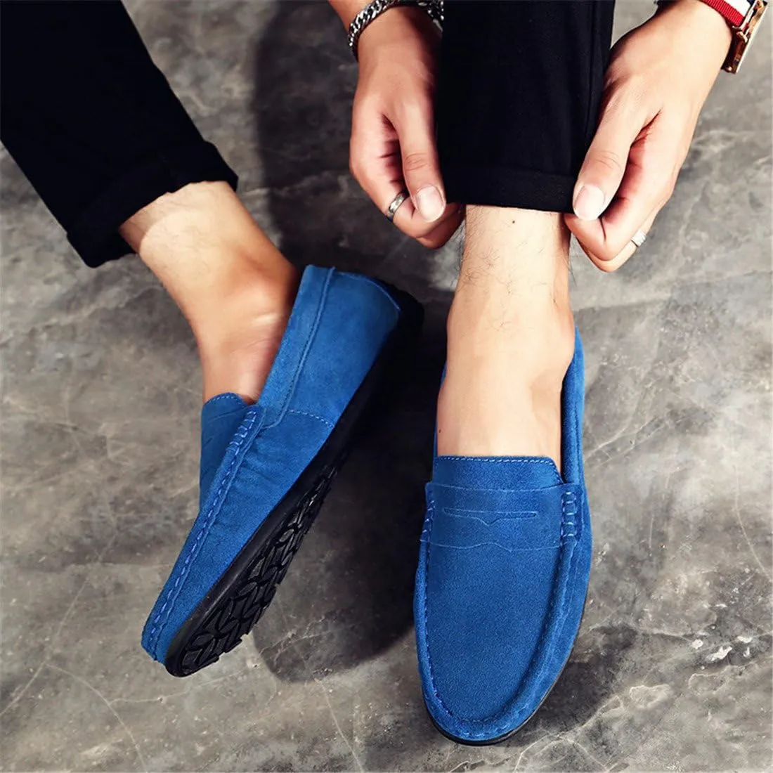 ChicWind Men's Suede Leather Penny Loafers Driving Moccasins Slip On Flats Boat Shoes