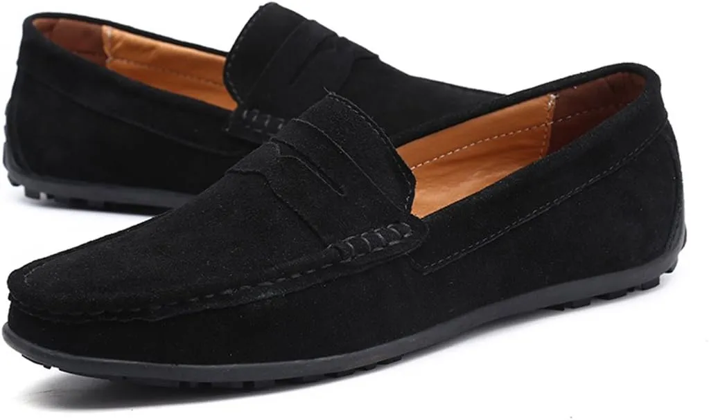 ChicWind Men's Suede Leather Penny Loafers Driving Moccasins Slip On Flats Boat Shoes