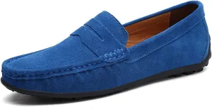 ChicWind Men's Suede Leather Penny Loafers Driving Moccasins Slip On Flats Boat Shoes